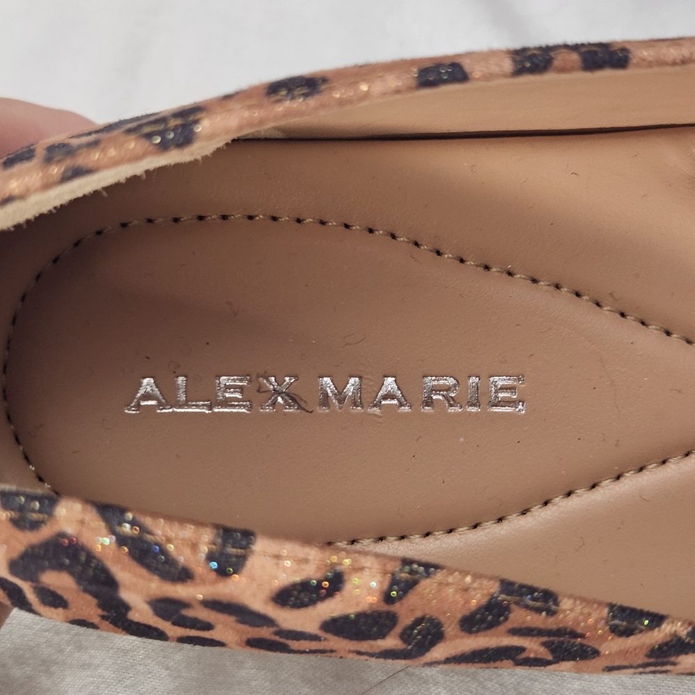 Alex Marie Barton New Gold Metallic Leopard Print Comfort Flat Loafers Sz 8 Cork - Picture 8 of 11